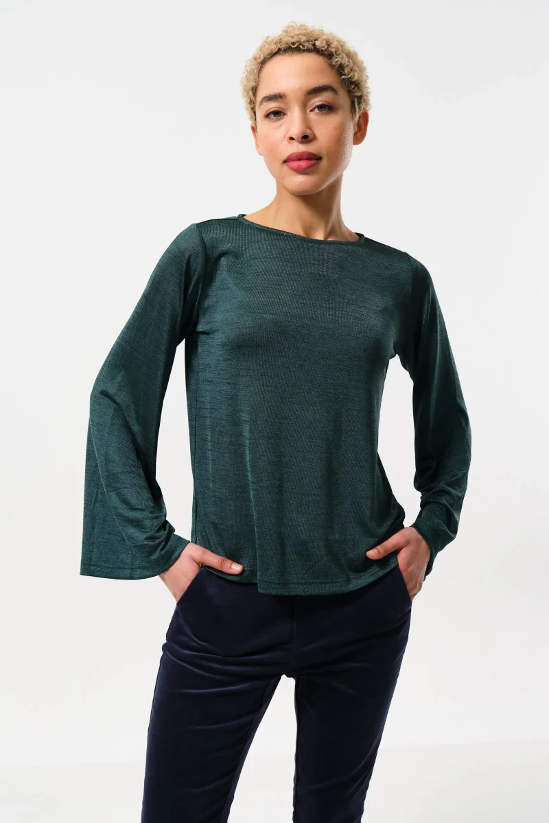 green penny marl long sleeve top