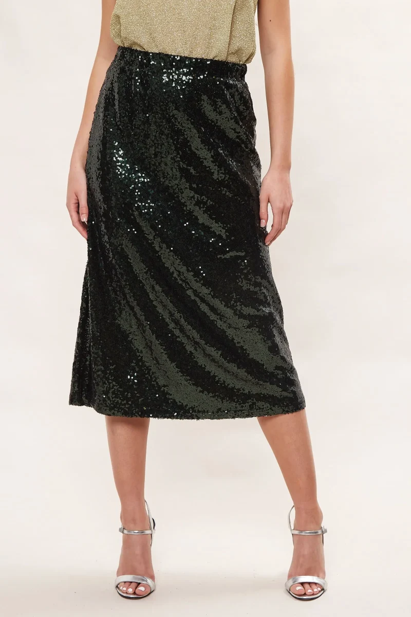 green sequin midi skirt by louche saro