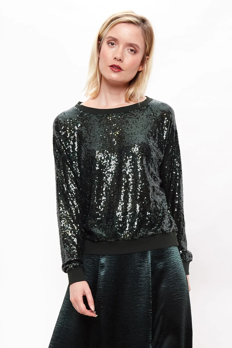 green ulla sequin sweatshirt by louche