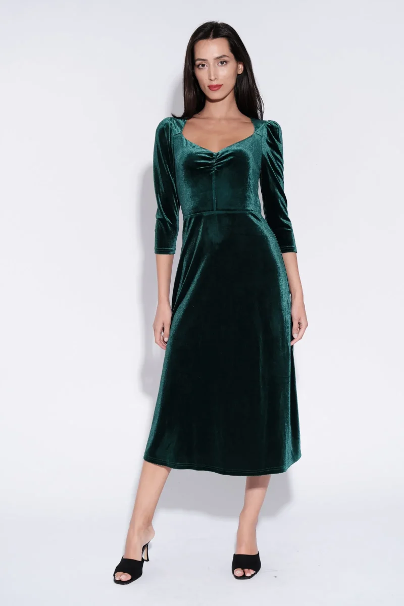 green velvet midi dress by ambrose