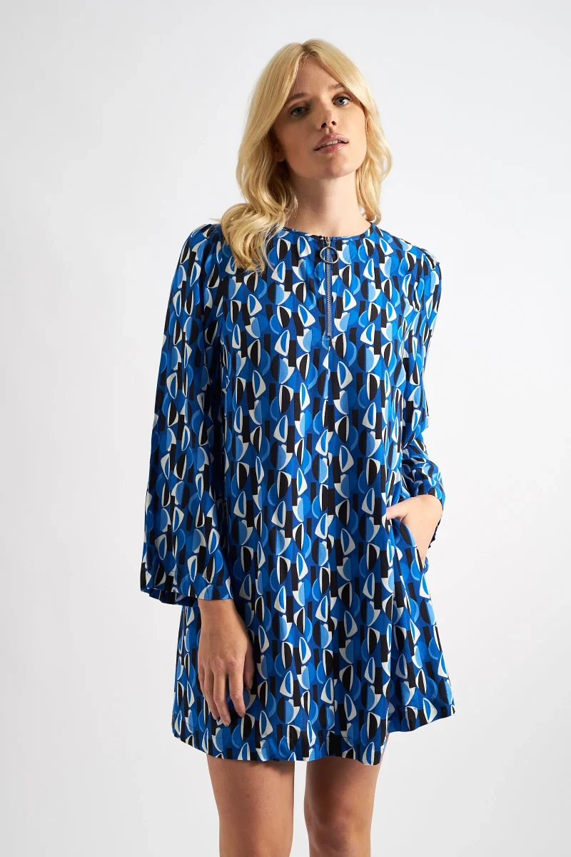 gwenola retro blue mini dress mid century style