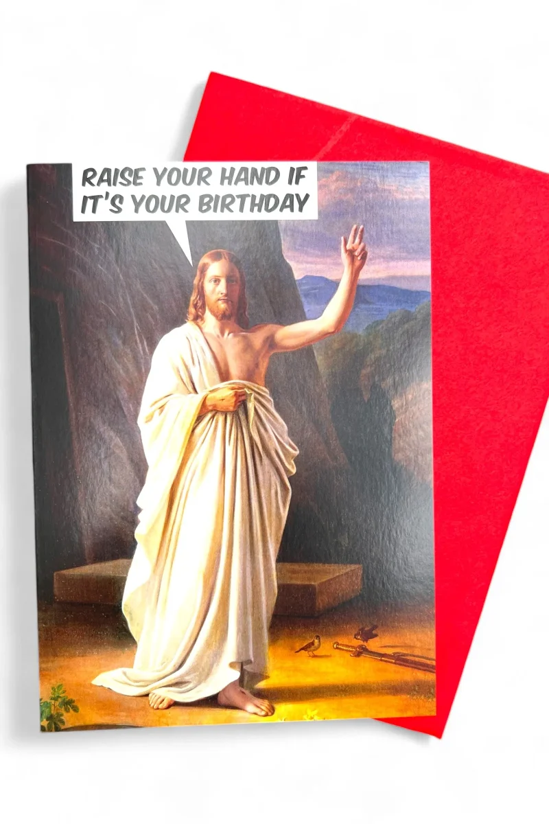 hand raise christmas greeting card