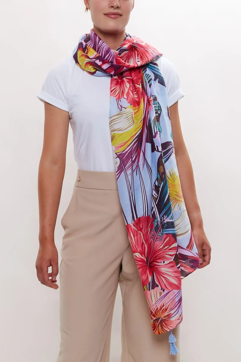 hot tropics printed silk scarf