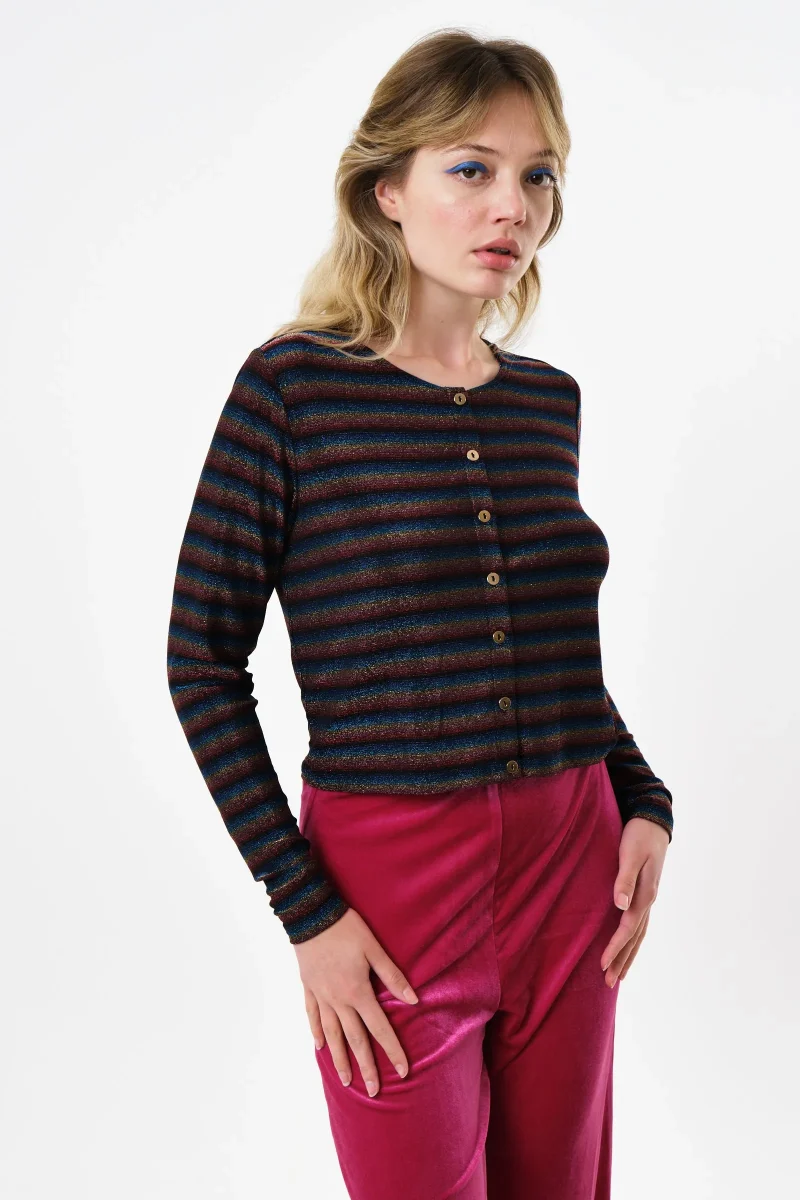 jayda gold stripe sparkle cardigan