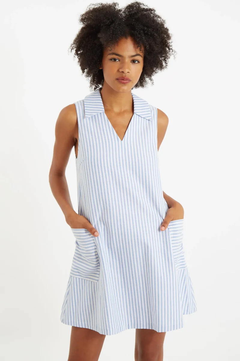 jerrika blue sail stripe mini a line dress scaled