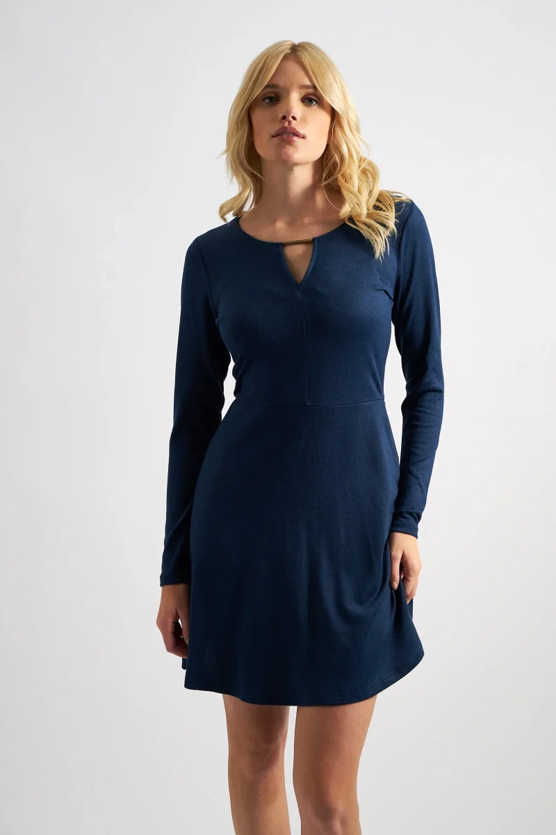 josy navy brushed jersey skater mini dress