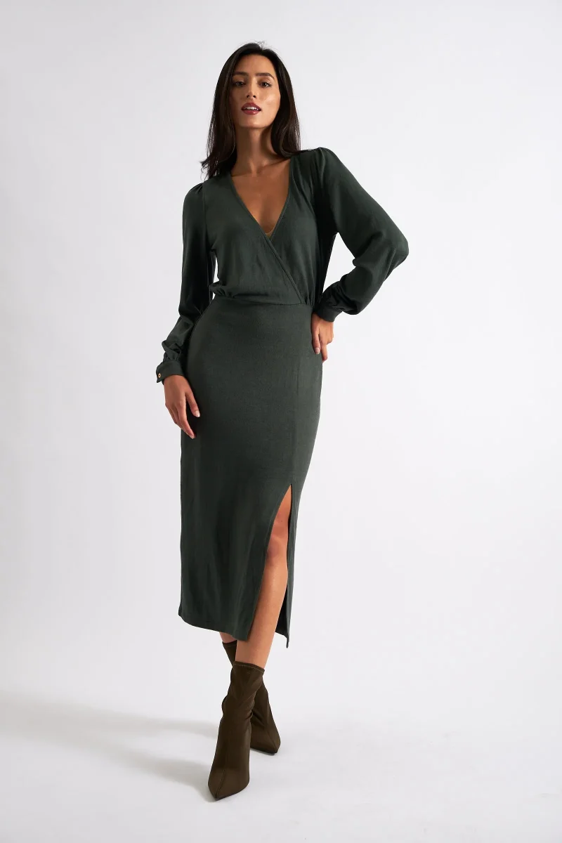 karen green brushed midi dress soft jersey