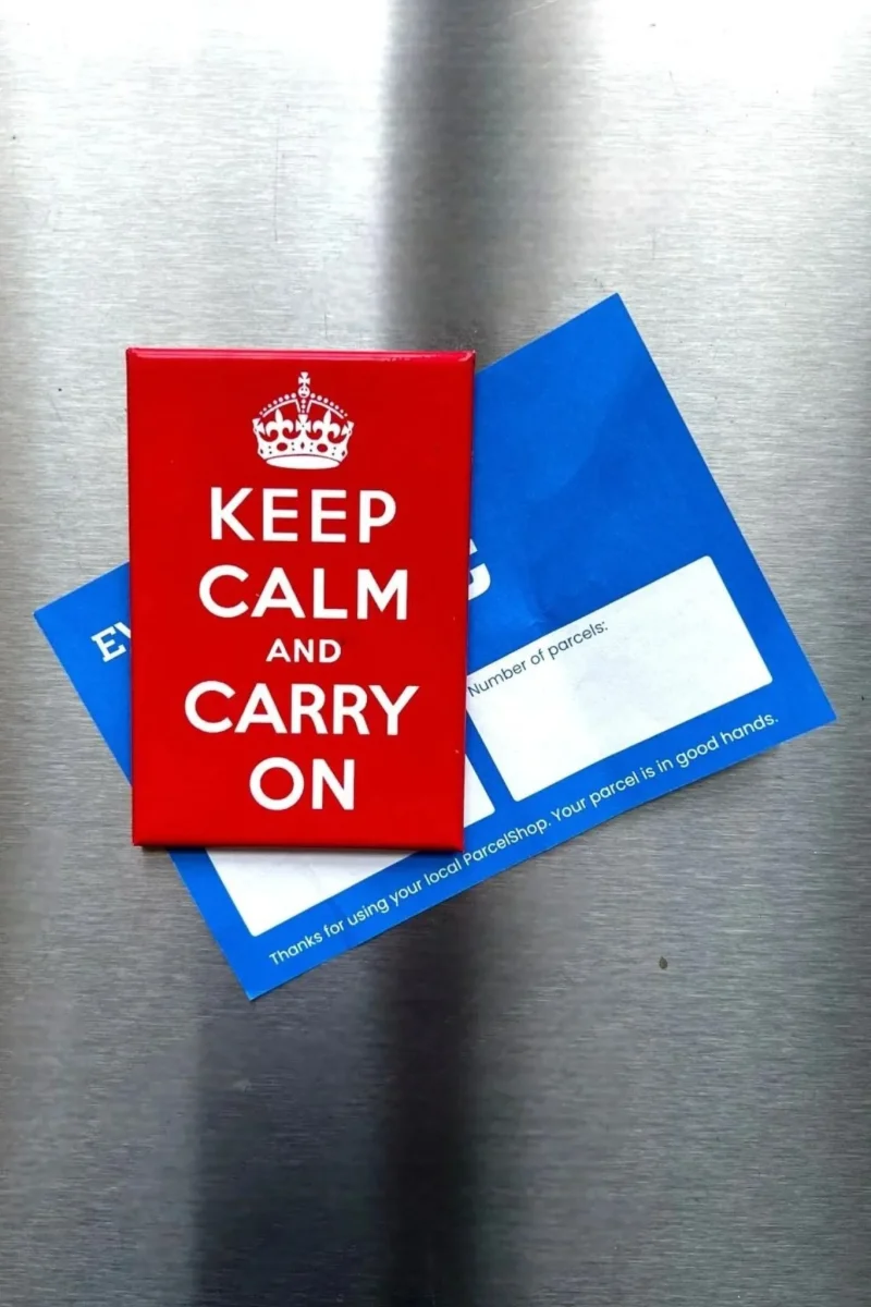 keep calm carry on fridge magnet