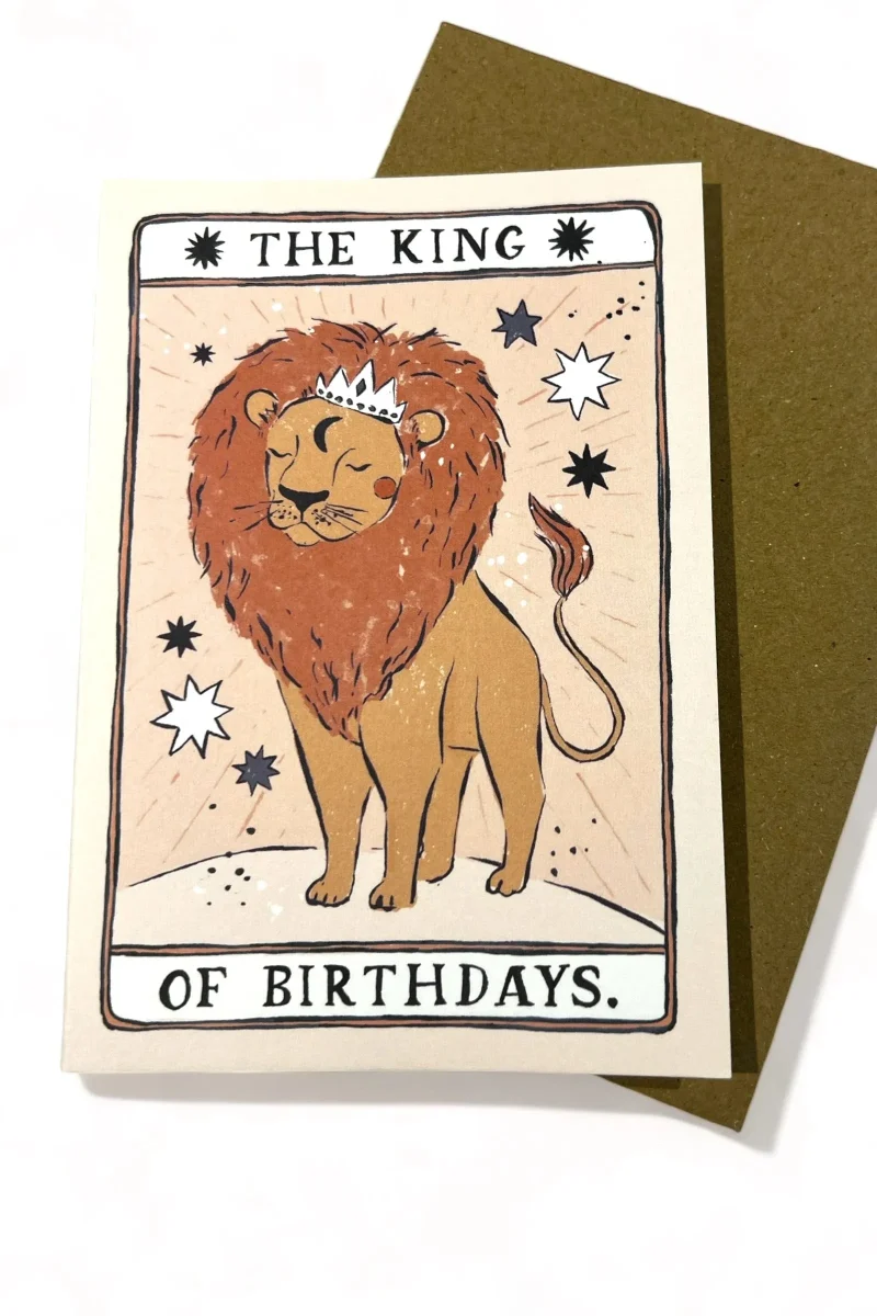 king of birthdays lion greeting card