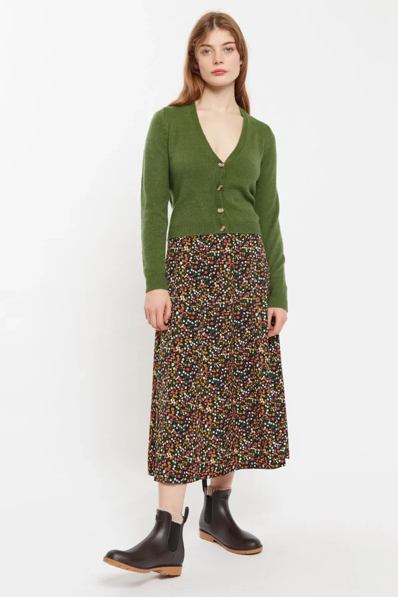 kiyo dippy ditsy print midi skirt