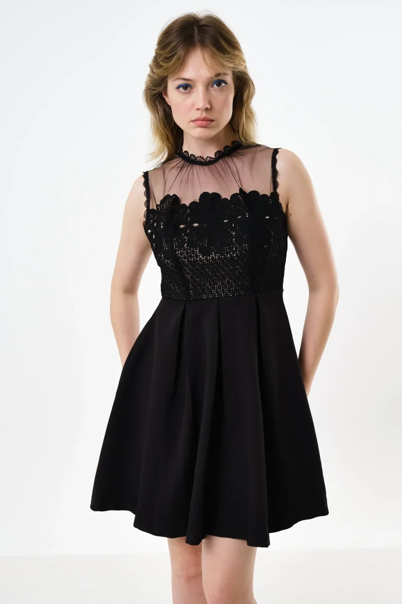 lenore black lace mini dress bodice