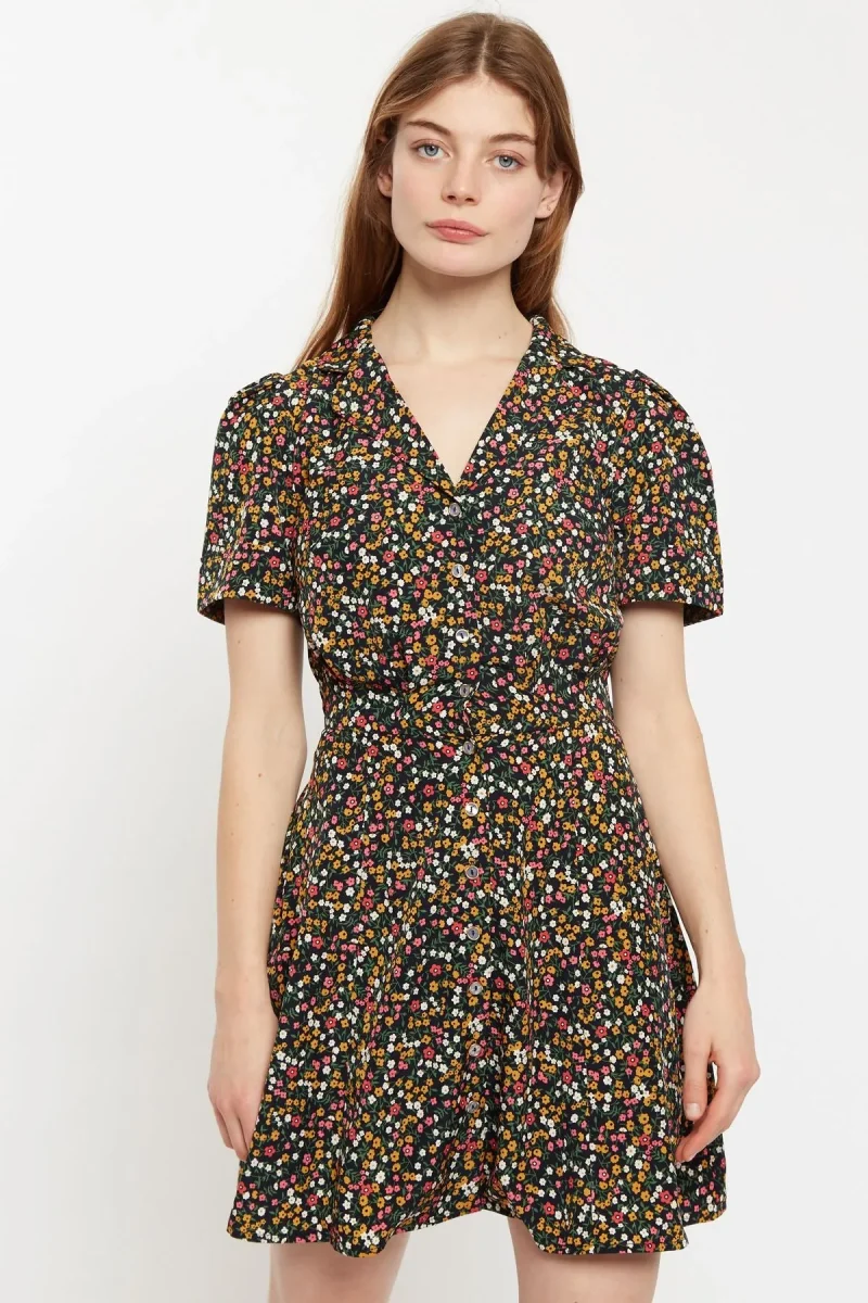 louche perry dippy ditsy print shirtdress mini