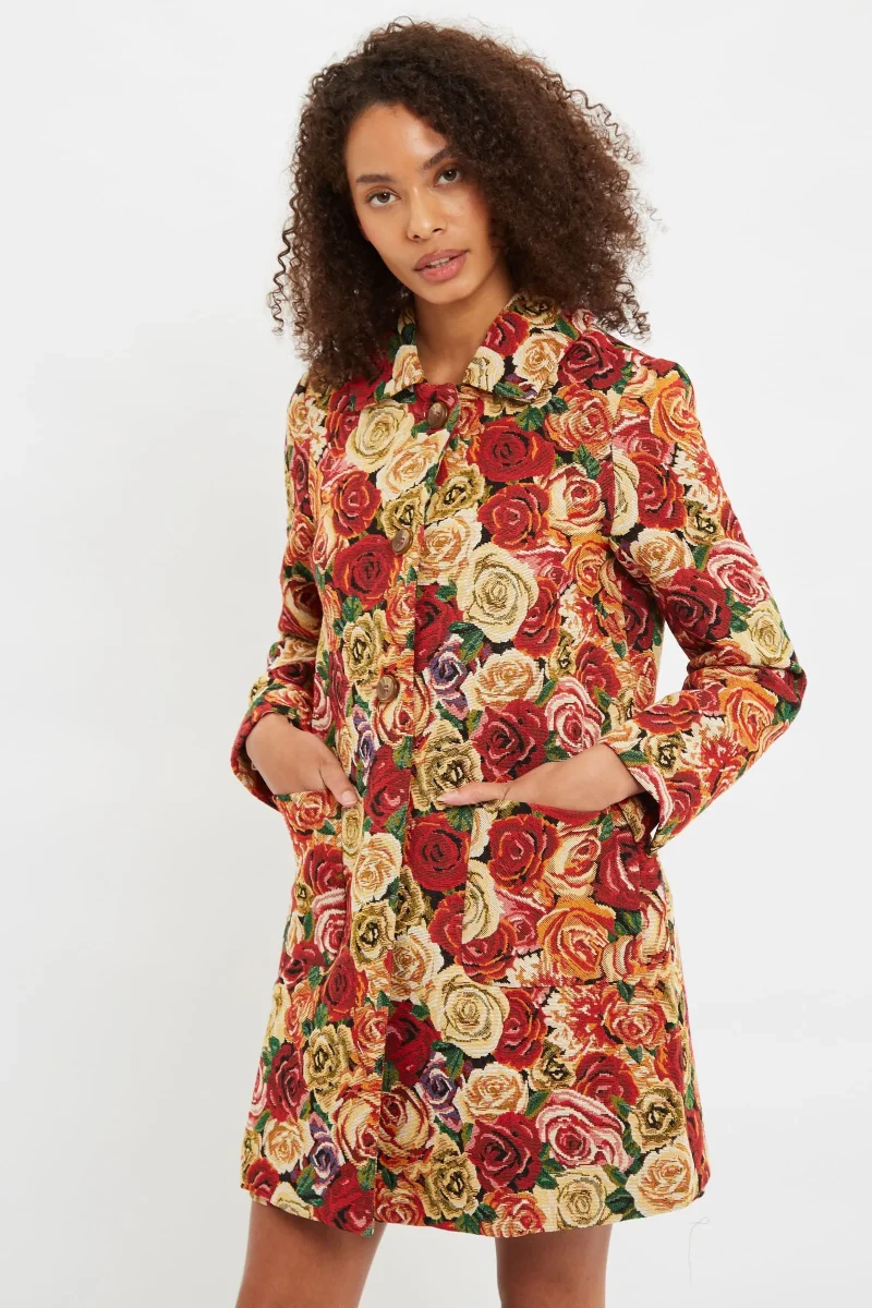 luxurious louche dryden roses tapestry coat