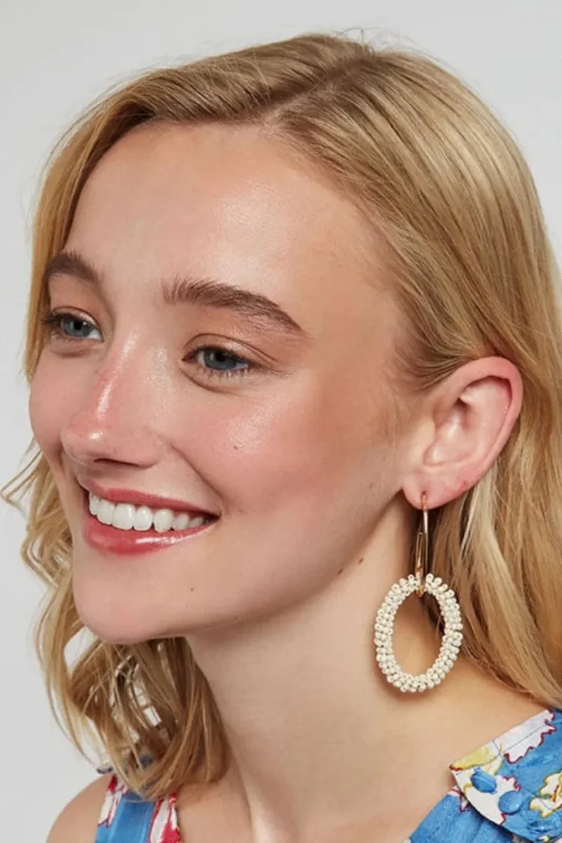 luxurious silas pearl double hoop earrings