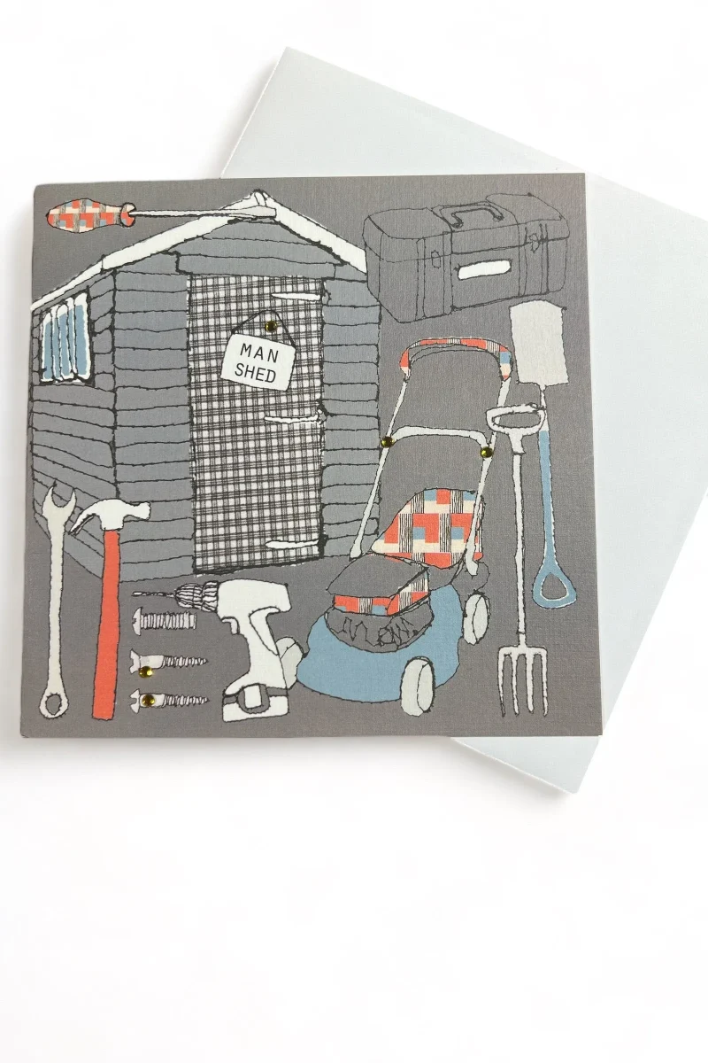 man shed greeting card