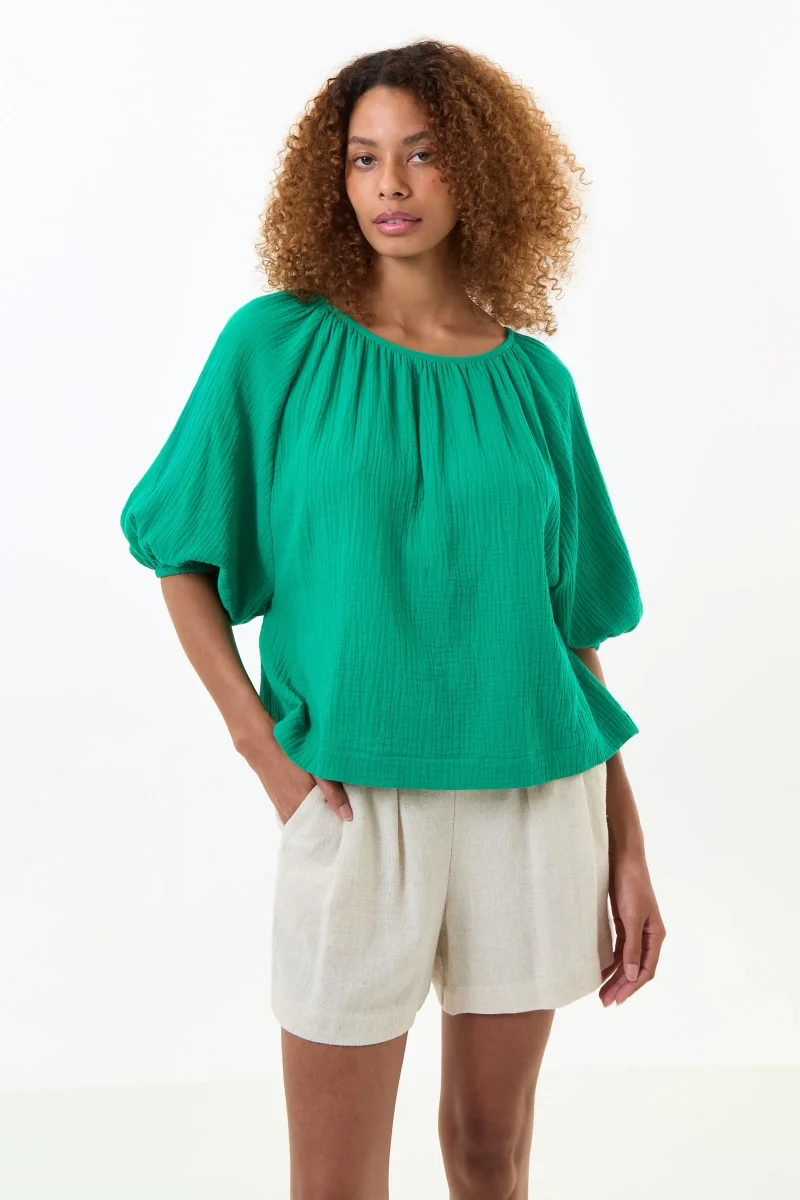 mayanna green double gauze blouse