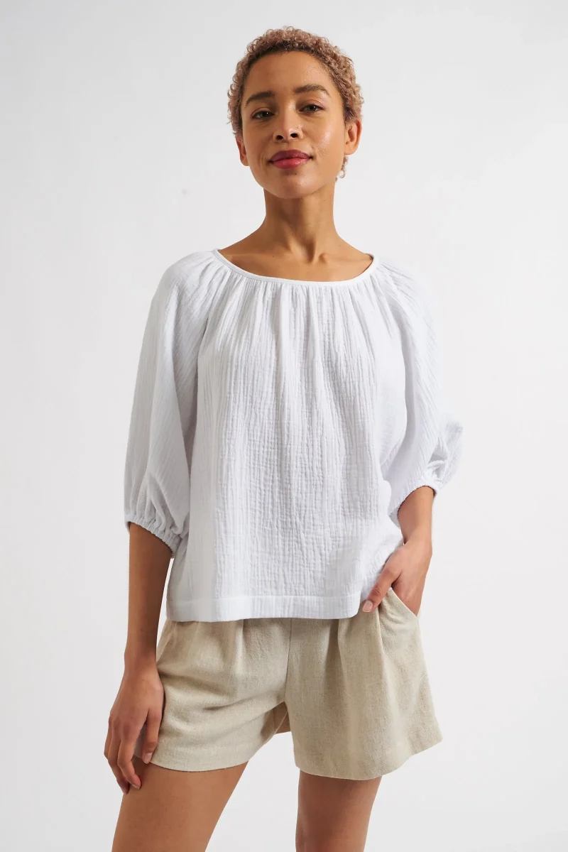 mayanna white double gauze blouse