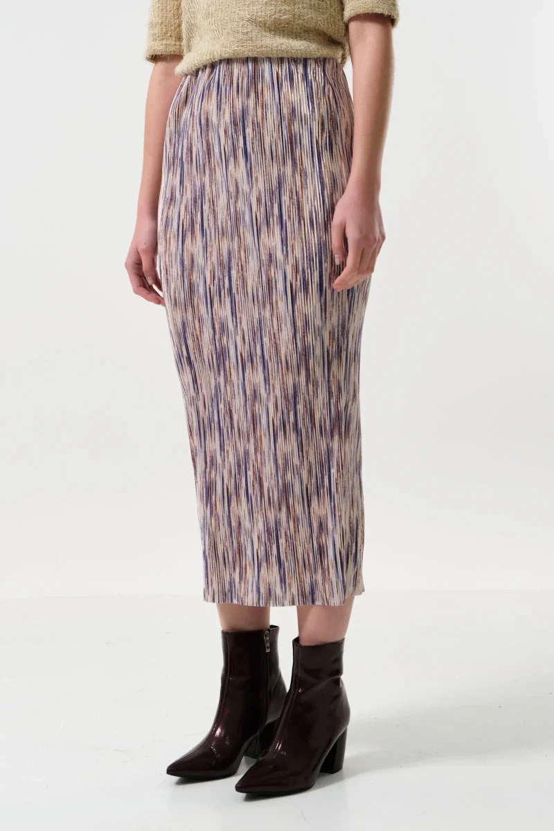 maylis pleated midi skirt line print