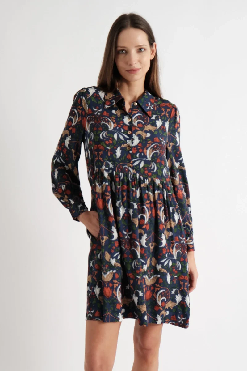 melly artsy long sleeve mini dress print