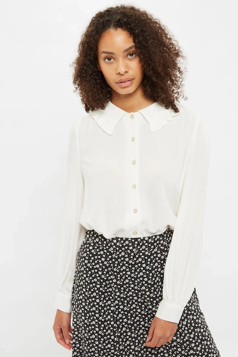 mercer long sleeve blouse with frill collar