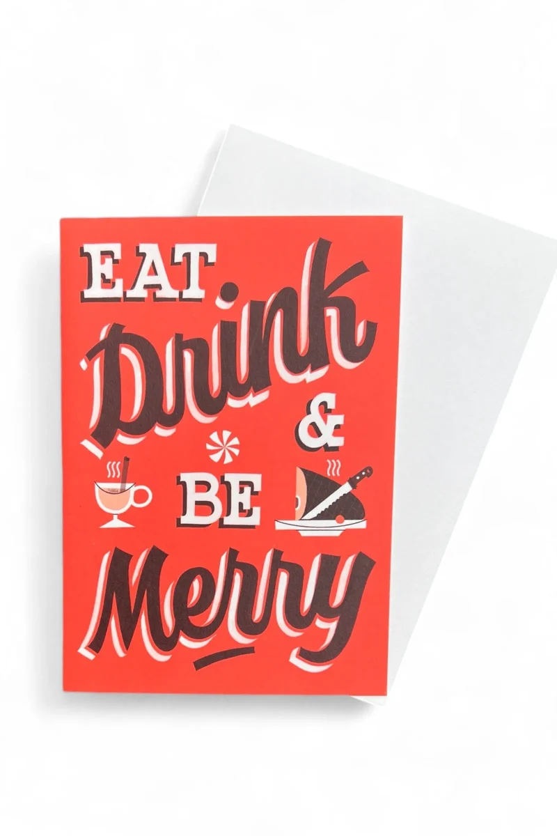 merry christmas card eat drink celebrate