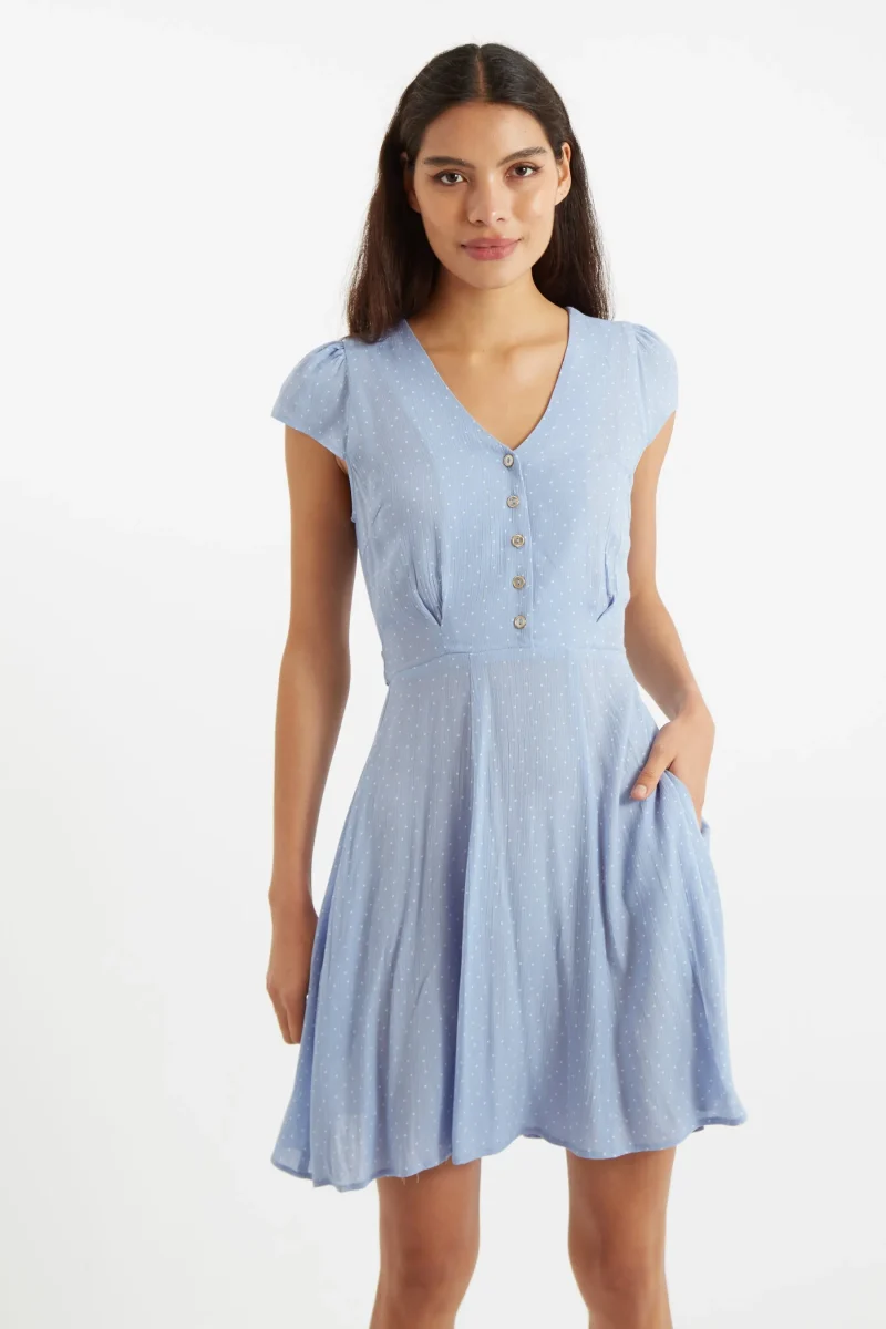 mini dot tea dress for petite women 1 scaled