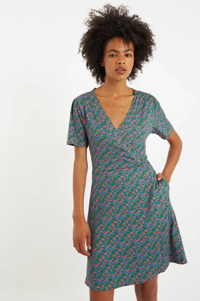 mini jersey wrap dress in spring bloom scaled