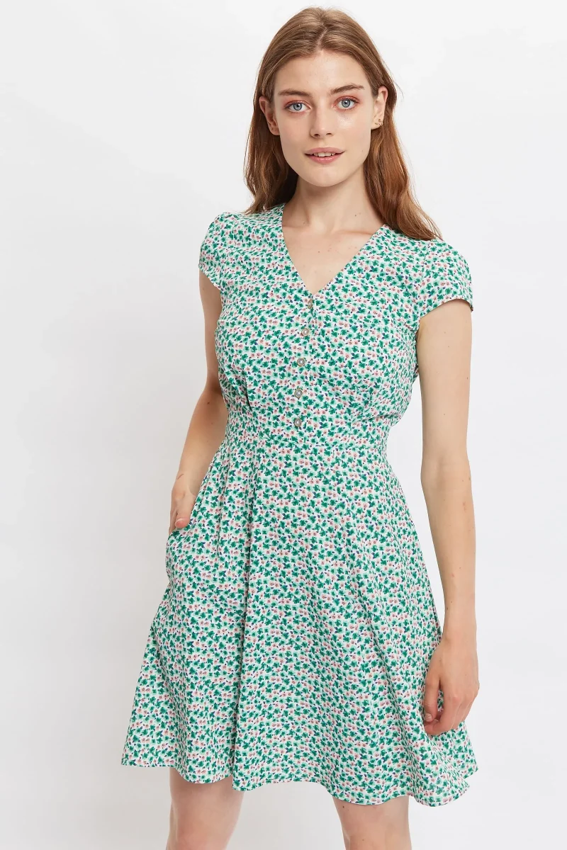 mint blossom print mini tea dress by louche cathleen