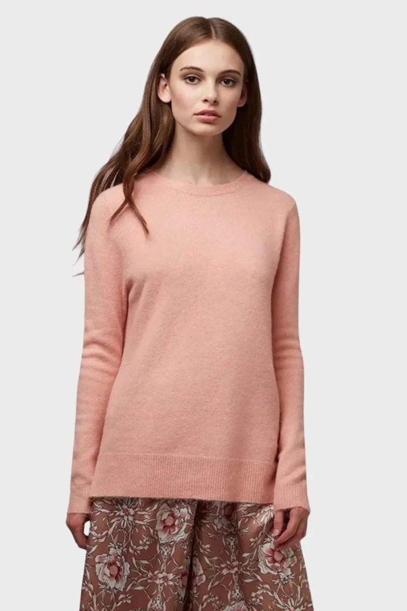 morgane blush knit jumper with step hem