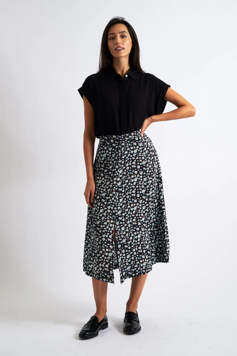 navy floral midi skirt bertie