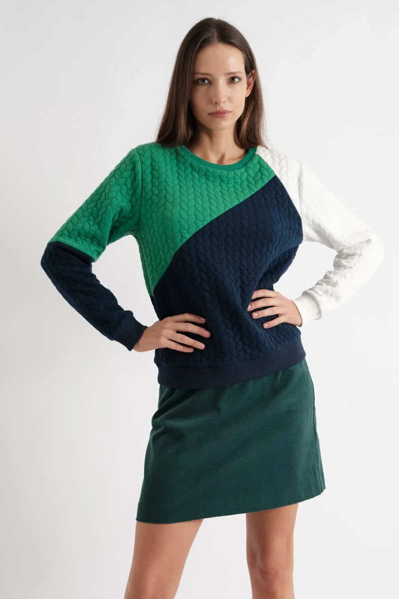 navy green mix match sweatshirt