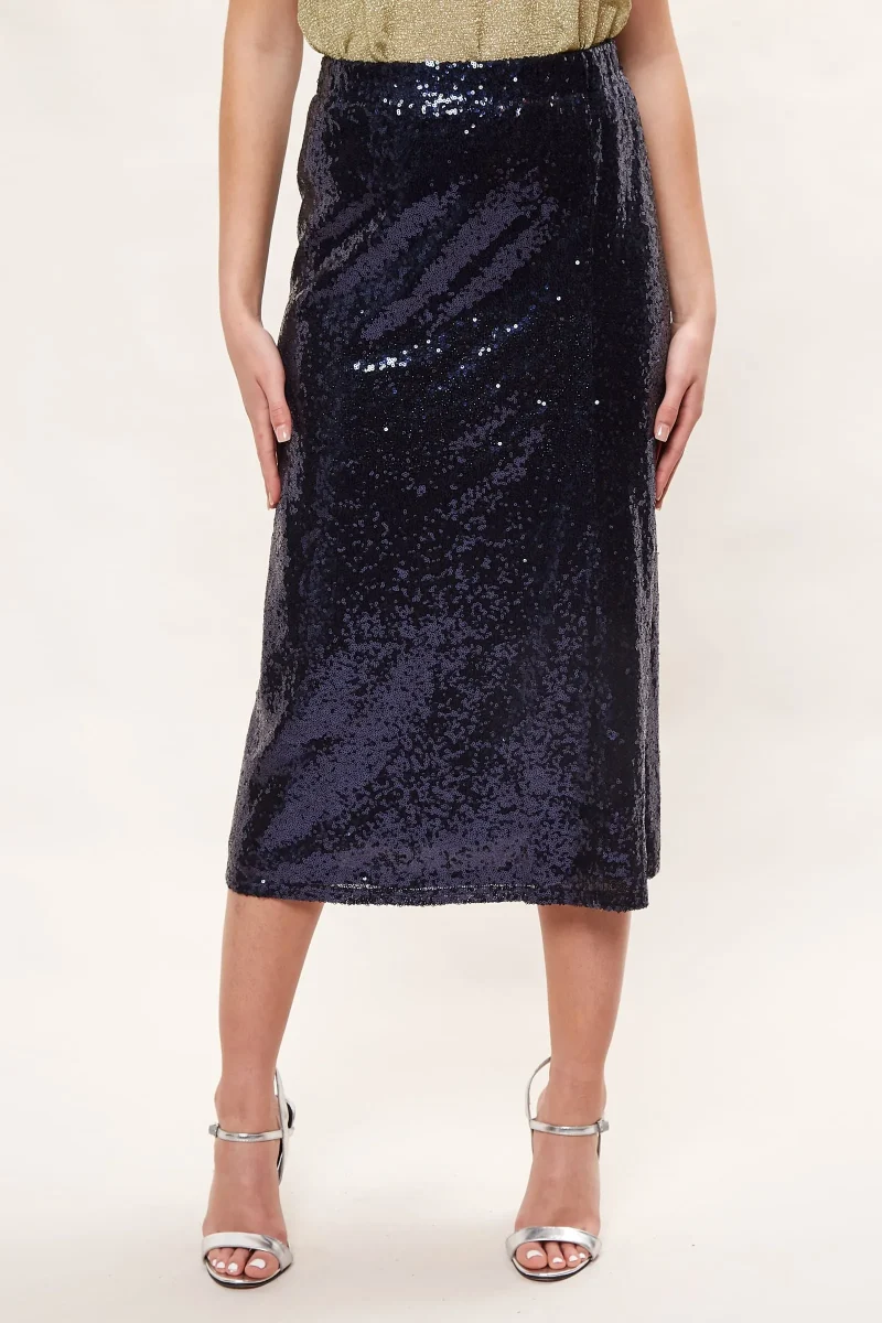 navy sequin midi skirt by louche saro