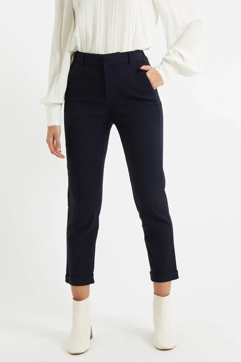 navy slim fit cropped trousers louche jaylo scaled