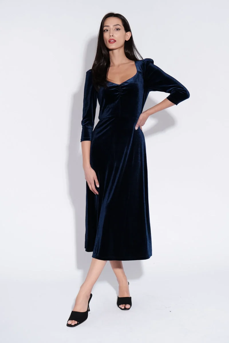 navy velvet ambrose midi dress