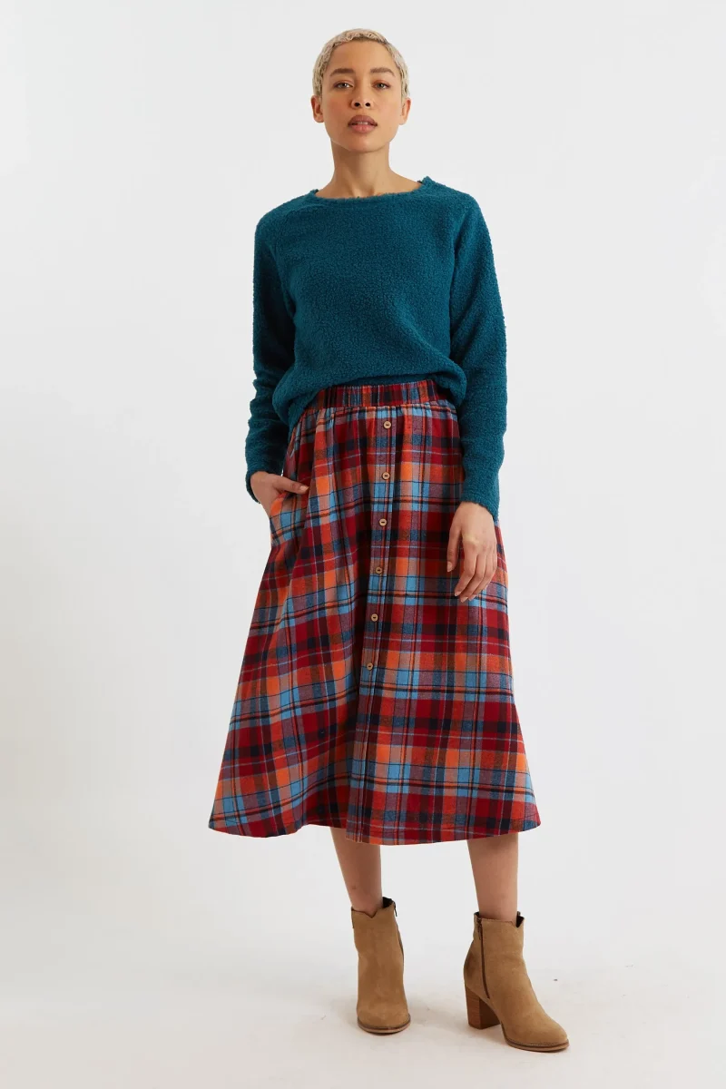 nese tartan midi skirt for women scaled