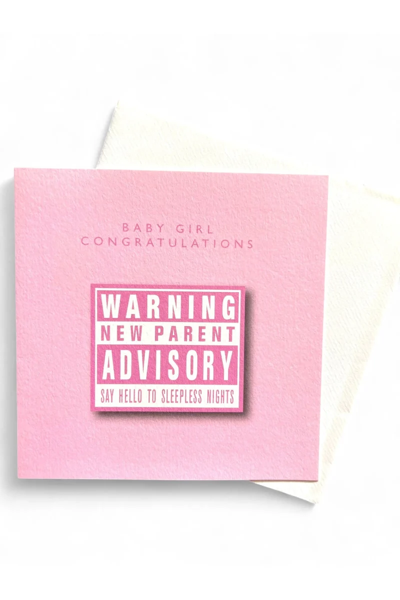 new baby girl card warning