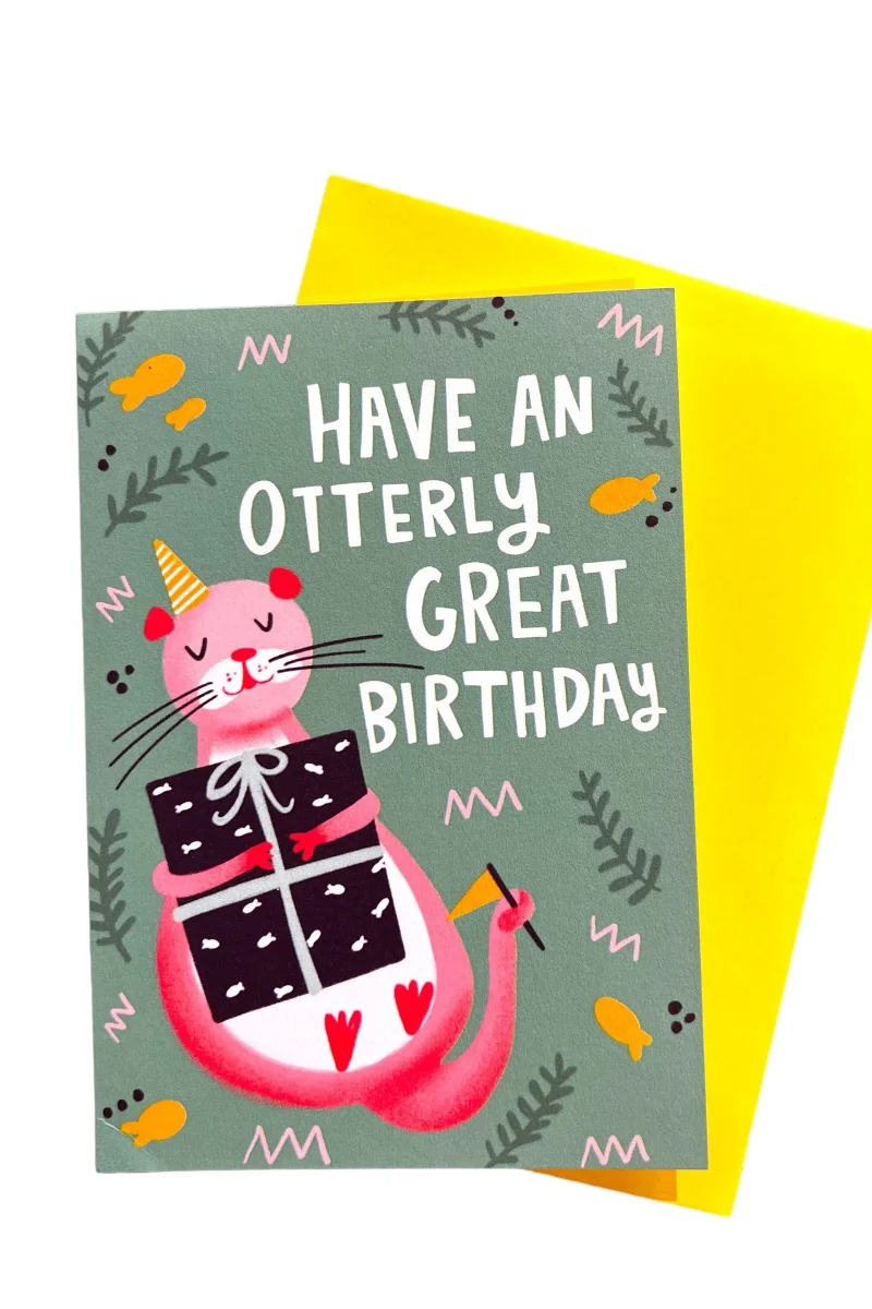 otter birthday card celebrate with fun