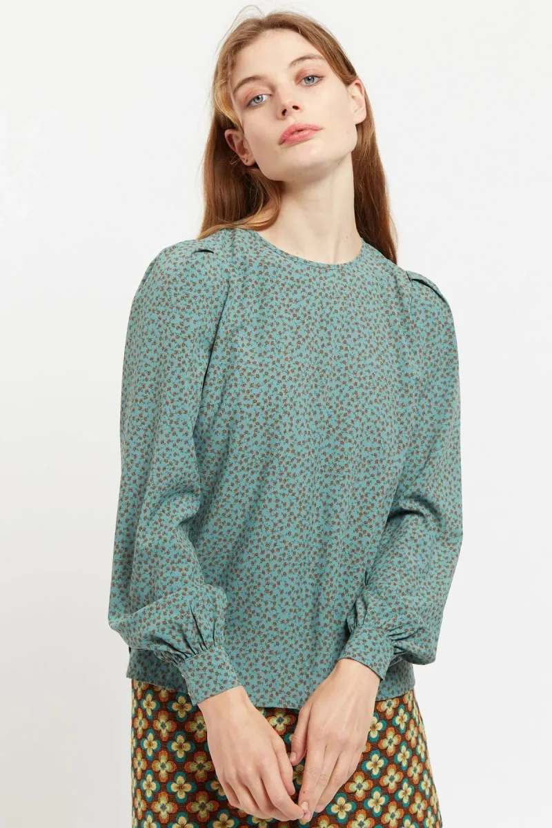 patchwork print long sleeve blouse louche lima