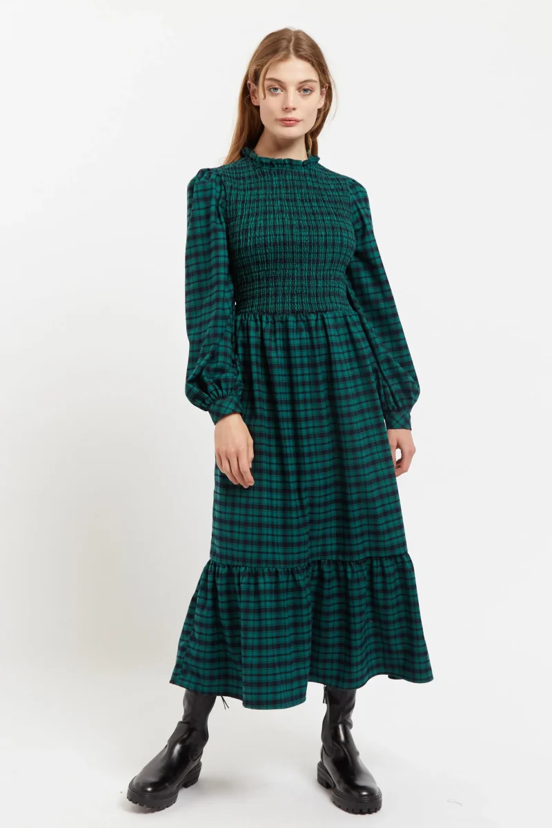 peppi winter gingham green midi dress scaled