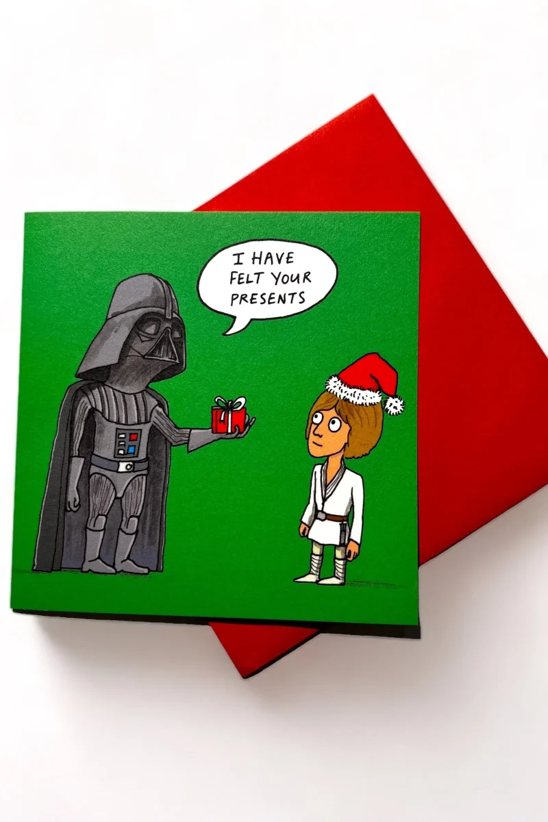 personalized christmas card with presents