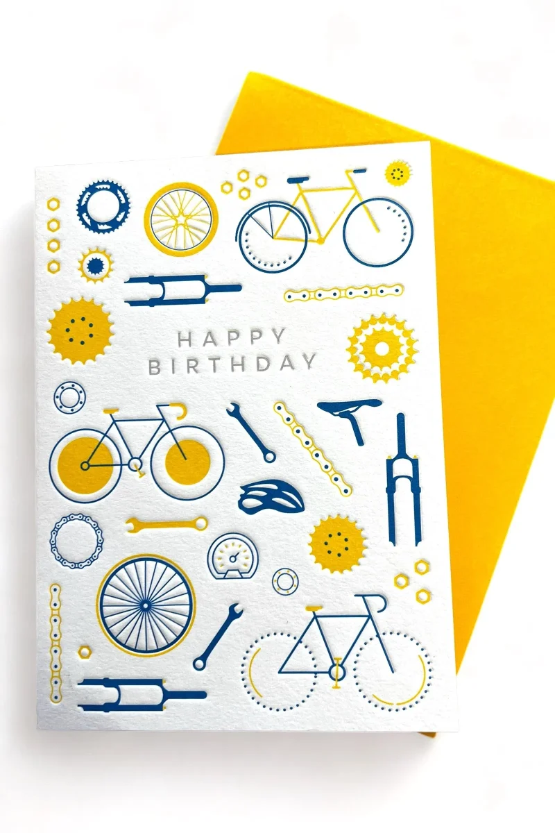 personalized happy birthday bike greeting card