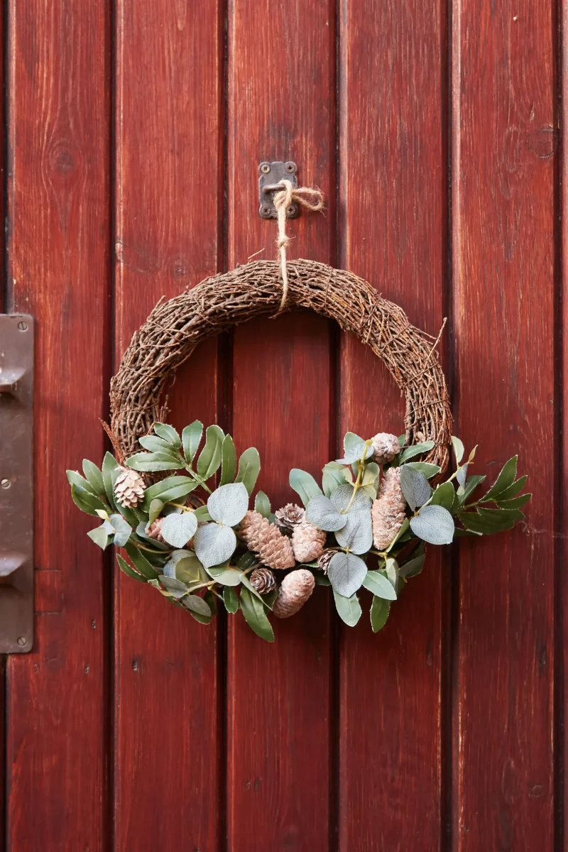 pinecone sage leaf holiday wreath scaled