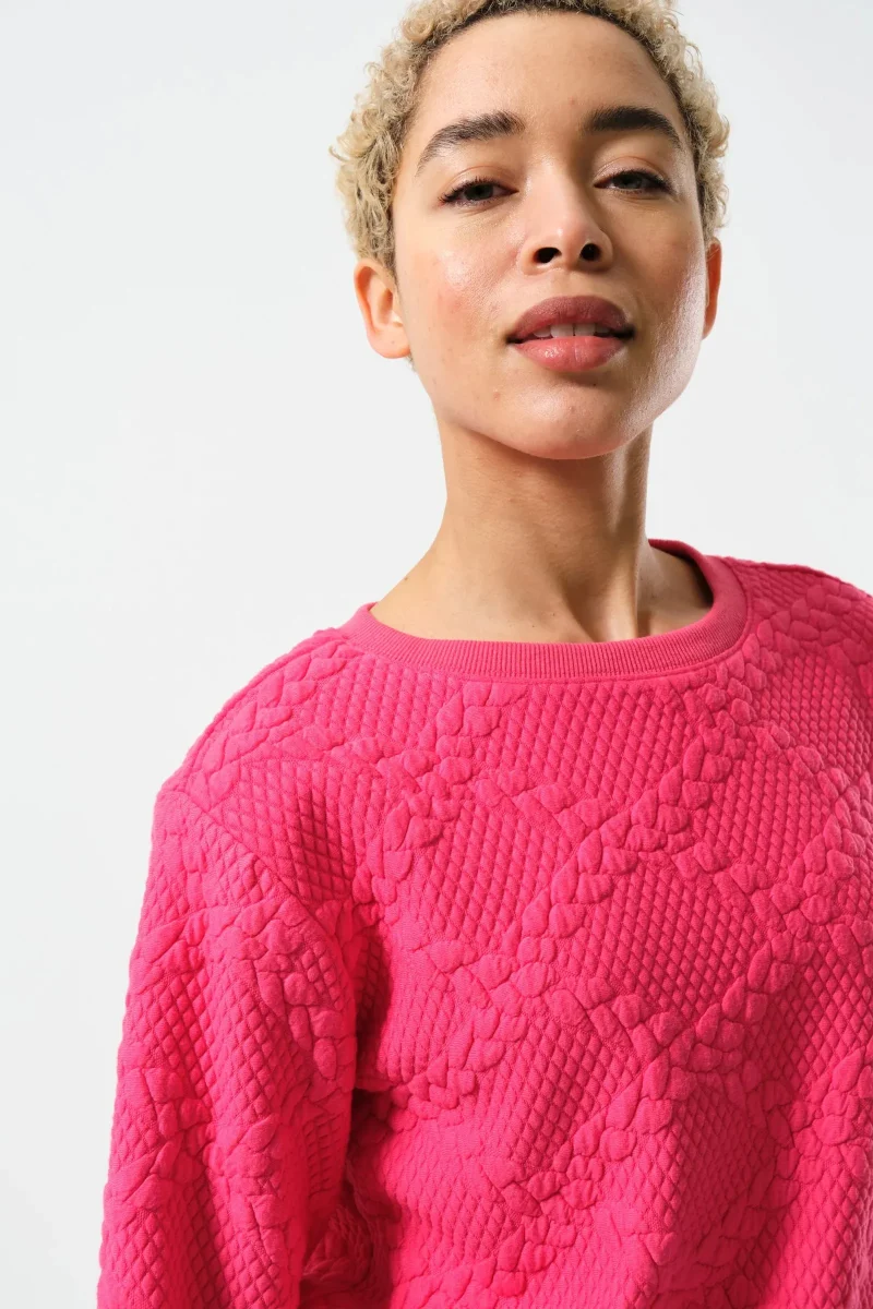 pink cable quilt sweatshirt by jan