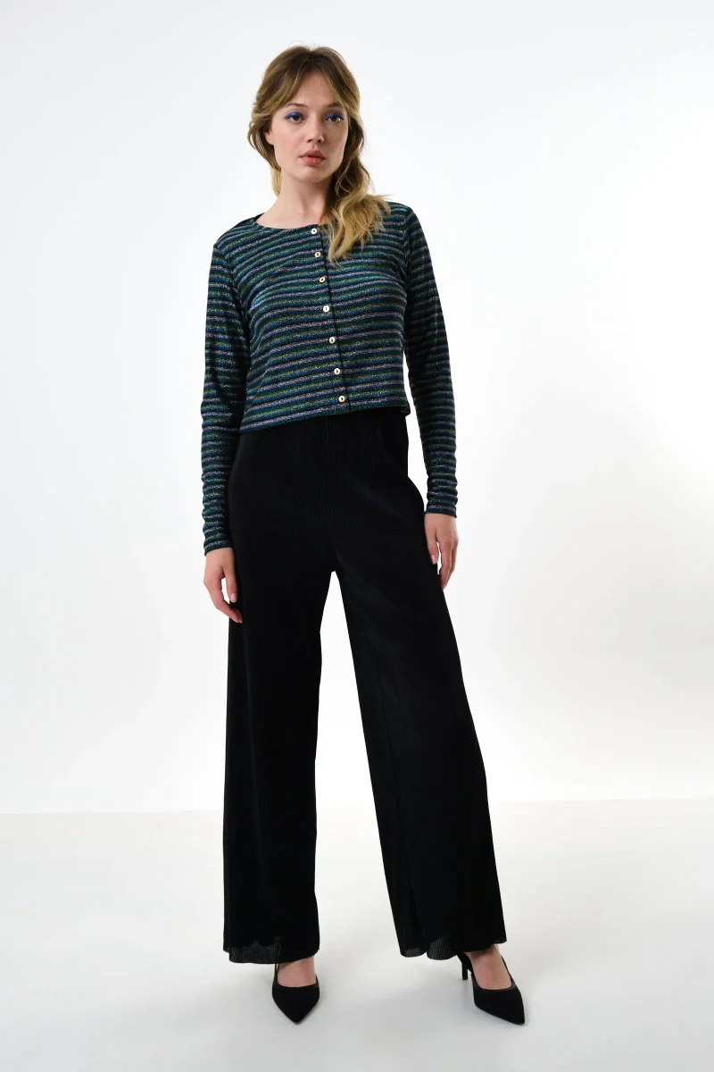 pleated wide leg trousers in black clothide