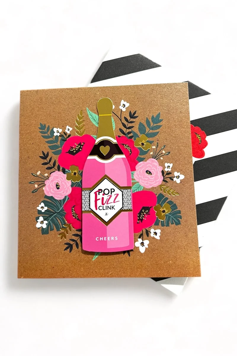 pop fizz cheers greeting card