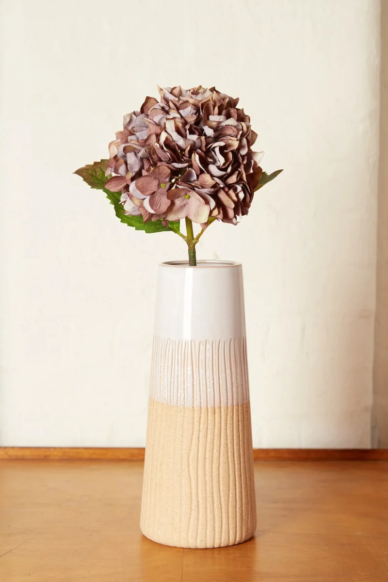 purple faux hydrangea spray scaled