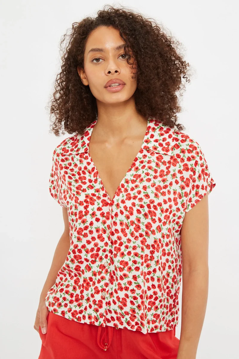 roses print short sleeve shirt louche dido