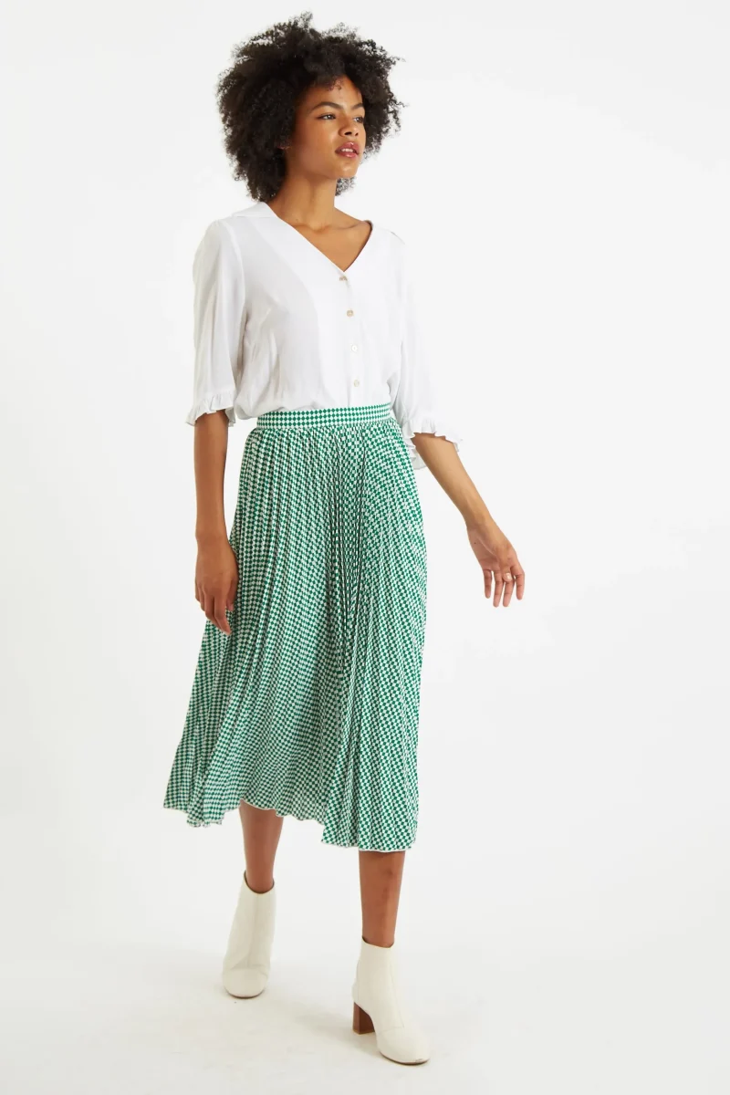 sabina green forever diamonds pleated midi skirt scaled