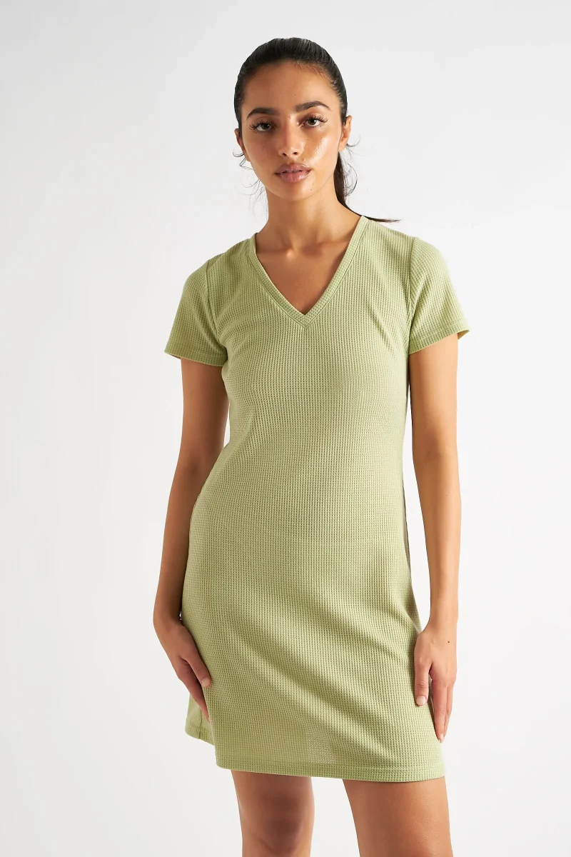 sam s knit v neck mini dress pistachio