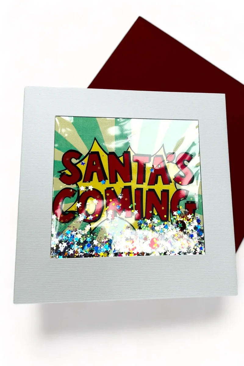 santa s arrival glitter card